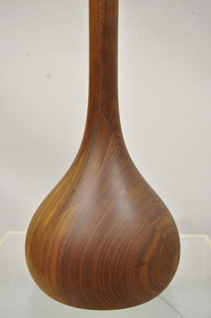 Mid Century Danish Modern Staved Teak Wood Bulbous Sculpted Table Lamp