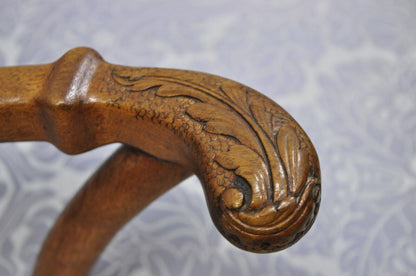 Chippendale Georgian Style Ball & Claw Carved Mahogany Blue Upholstery Arm Chair