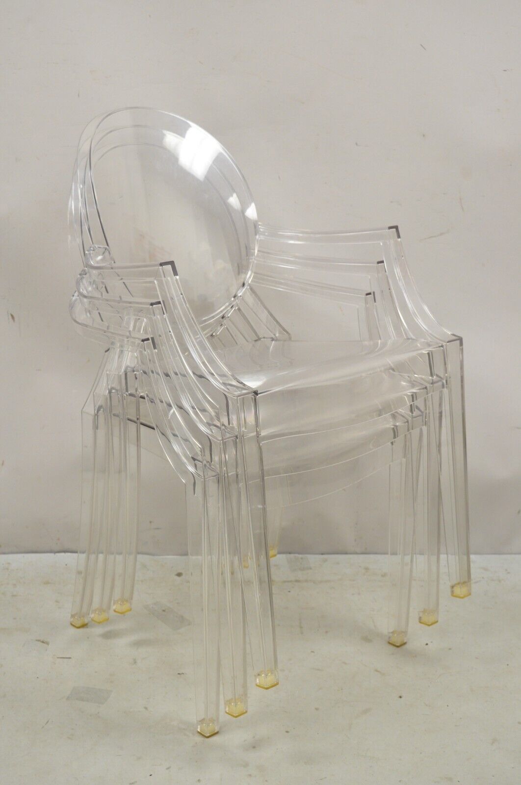 Kartell Designs Louis Ghost Arm Chair Philippe Starck - Set of 3