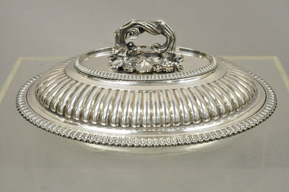 Neoclassical Elkington & Co Covered Serving Dish with Branch Grapevine Handle