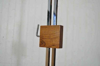 Adjustable Chrome and Walnut Floor Lamp by Hans Eichenberger Mid Century Modern