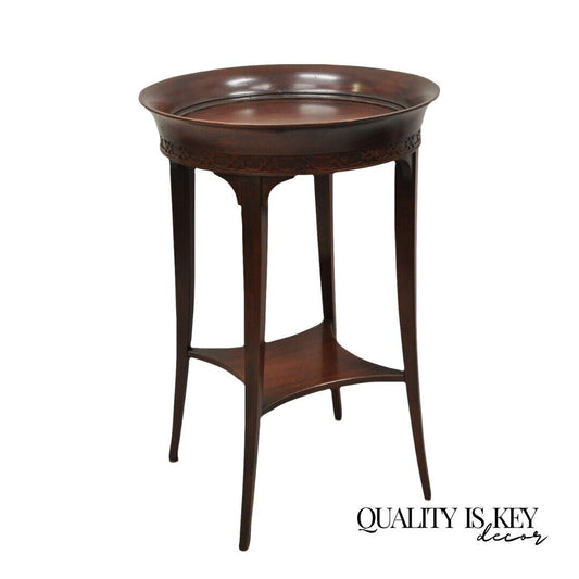 Vintage Mersman Mahogany Regency Style Round Saber Leg Side End Table