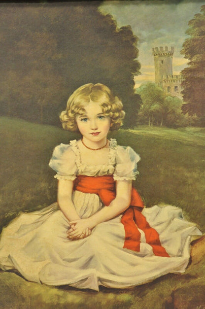 Vintage Gold Framed Hans Volkmann Art Print Little Princess Girl Lord Seaham Boy