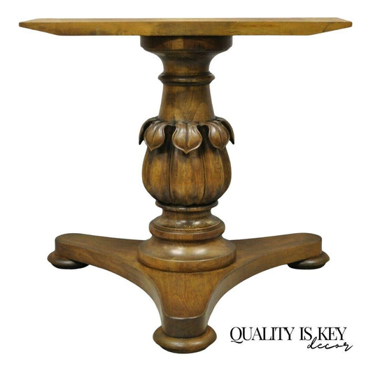 Vintage Carved Walnut Italian Regency Leaf Pineapple Pedestal Table Base (A)