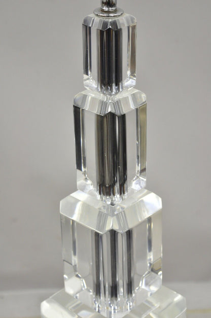 Art-Vue Mid Century Modern Large Stacked Lucite Acrylic Skyscraper Table Lamp