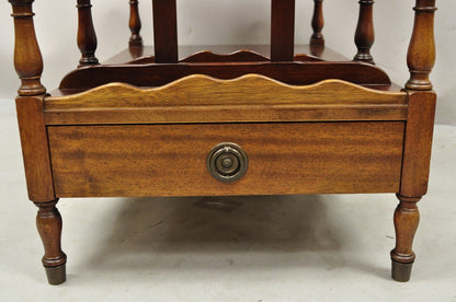 Henry Fuldner Sons Mahogany Leather Top Side End Table Canterbury Magazine Rack