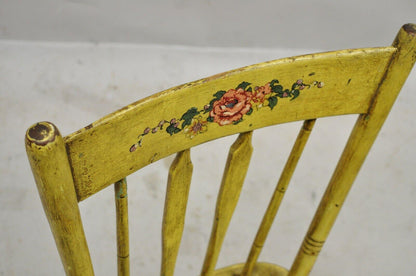 Frederick Loeser & Co Yellow American Primitive Hitchcock Painted Side Chair (A)