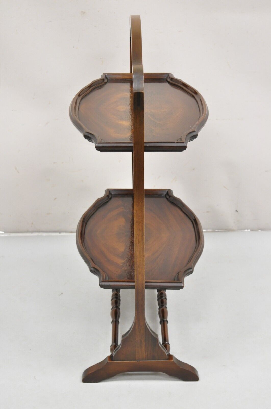 Vintage Regency Style Mahogany 2 Tier Folding Muffin Cake Stand Side Table