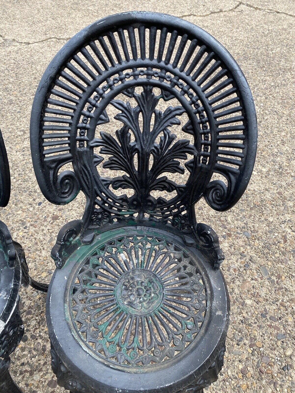 Cast Aluminum Victorian Style Garden Patio Bistro Side Chairs - Set of 3