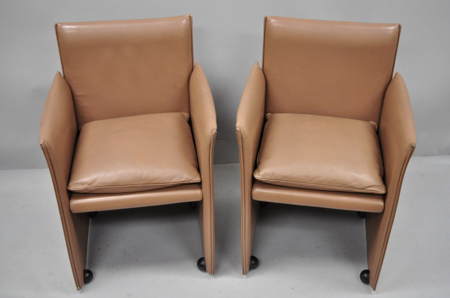 401 Break Armchair by Mario Bellini for Cassina Copper Leather 6 Dining Chairs
