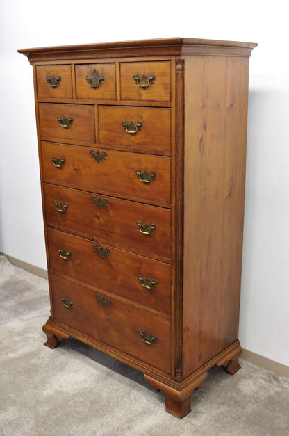 Antique 18th Century Georgian Mahogany Highboy Tall Chest 9 Drawer Dresser