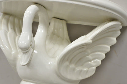 Vtg Italian Ceramic White Swan Bird Form Regency Style Wall Bracket Wall Shelf
