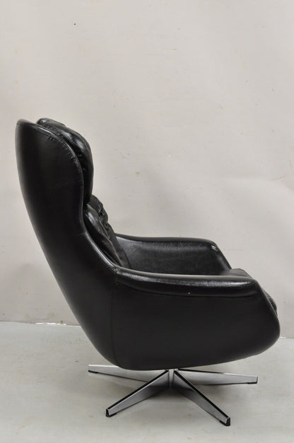 Vtg W&J Sloane Black Mid Century Modern Selig Overman Style Swivel Lounge Chair