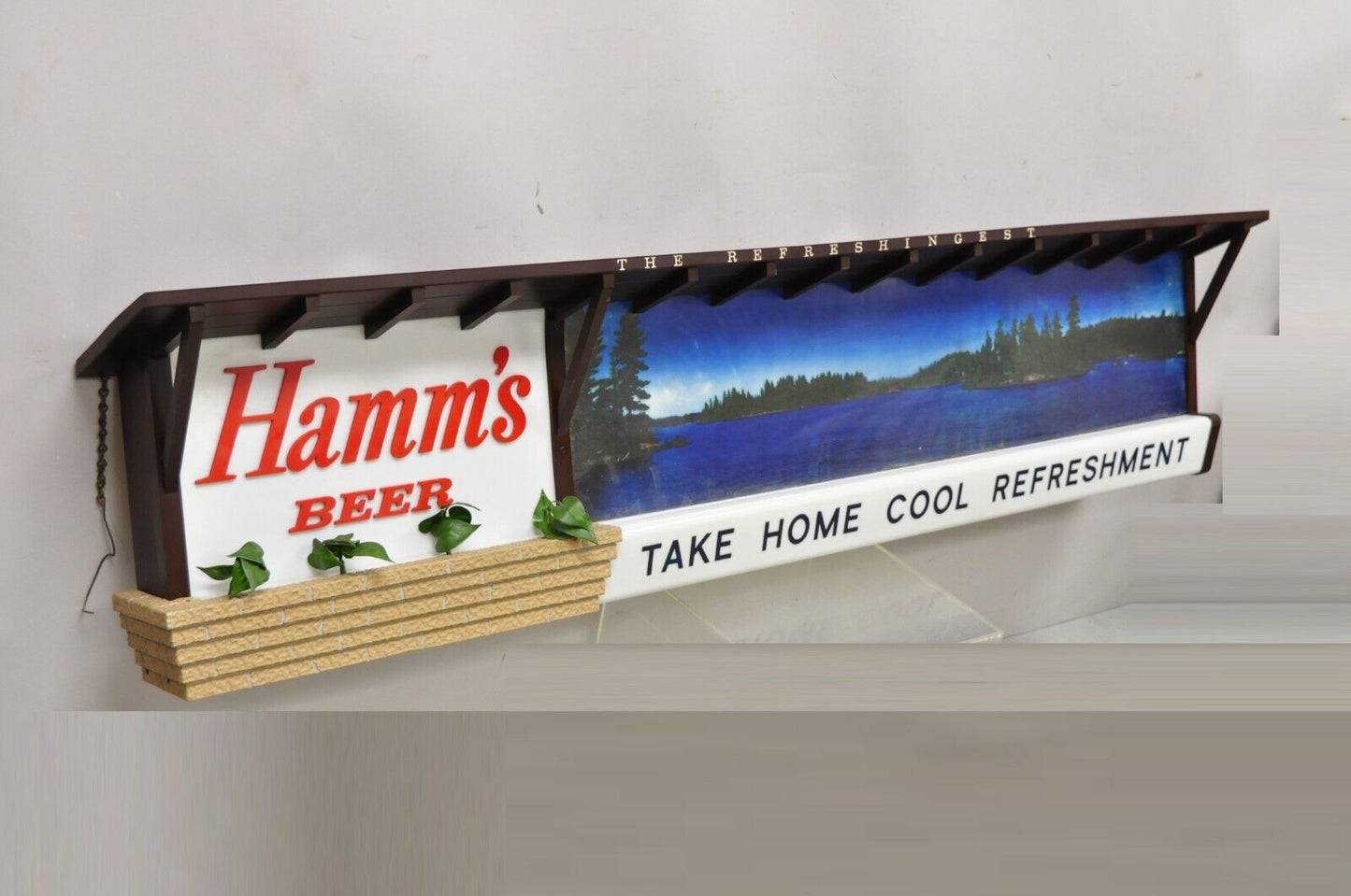 Large 77" Vintage Hamm's Beer Lakeside Plastics Advertising Hanging Lighted Sign