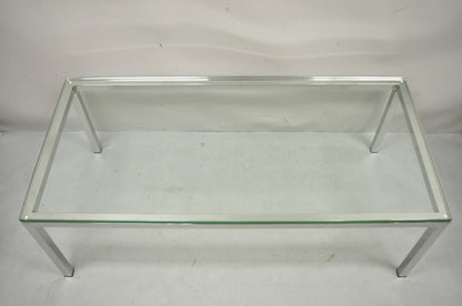 Vintage Mid Century Modern Milo Baughman Style 53" Chrome and Glass Coffee Table