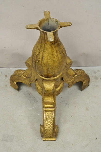 Vintage Gold Baroque Style Cast Aluminum Tripod Pedestal Table Base