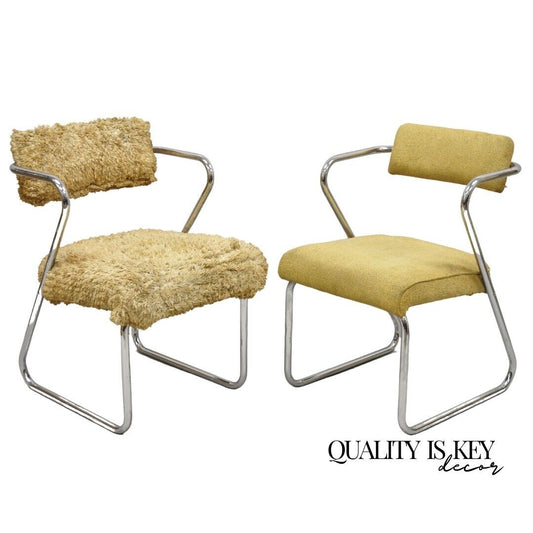 Gilbert Rohde for Troy Sunshade Tubular Chrome Z Chairs Art Deco -  a Pair