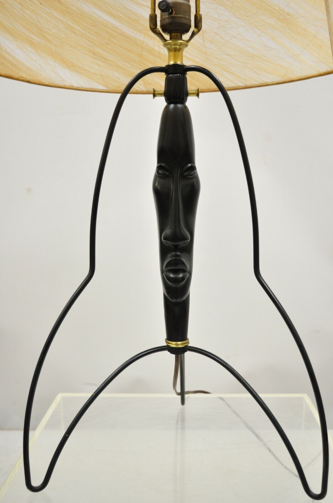 Mid Century Modern Black Figural Bust Head Iron Table Lamp Frederick Weinberg
