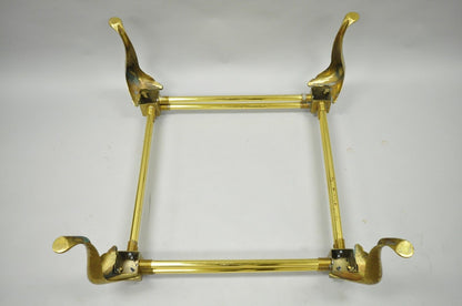 Vtg Brass Queen Anne Square Coffee Table Base attr Mastercraft Hollywood Regency