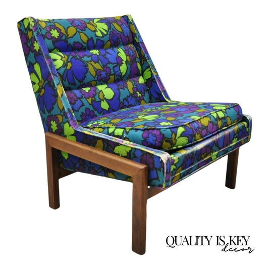 Mid Century Modern Milo Baughman Walnut Frame Slipper Lounge Hiprest Chair