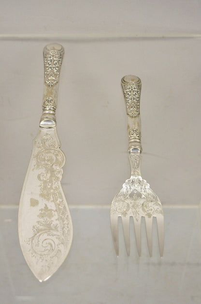 William Hutton & Sons English Victorian Silver Plated Fish Service Cutlery Set