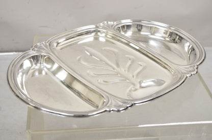 English Victorian 3 Section Silver Plated Meat Cutlery Serving Platter Tray