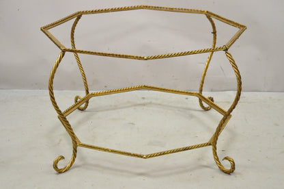 Vintage Italian Hollywood Regency Gold Gilt Iron Rope Metal Coffee Table Base