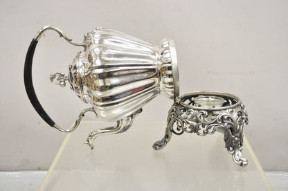 Antique Reed & Barton Silver Plated Victorian Tilting Tea Coffee Pot on Stand