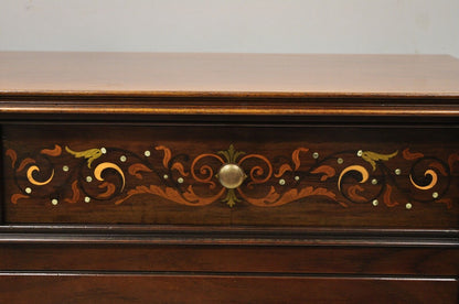 Antique Herts Brothers Edwardian Bronze & Satinwood Inlay Mahogany Chest Dresser