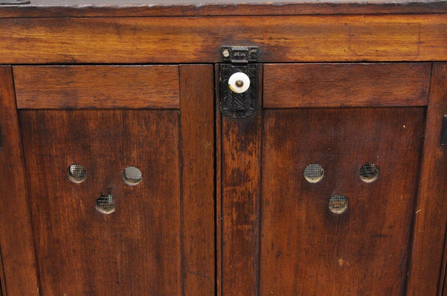 Antique Wood & Glass Counter Top Display County Store Pie Safe Display Cabinet