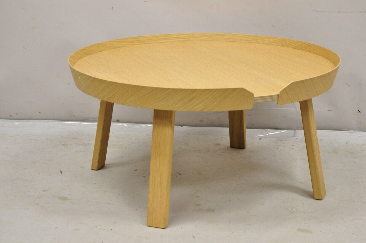 Muuto "Around" Scandinavian Modern Round Ash Lacquered Veneer Small Coffee Table
