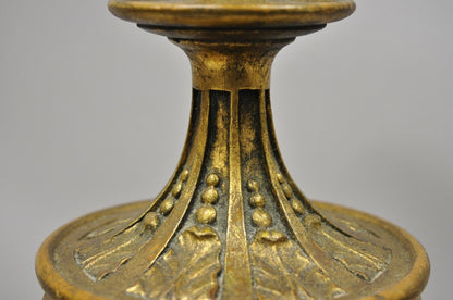 Vintage Italian Gold Gilt Wood Carved Candle Candelabra Florentine Table Lamp