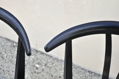 Blowing Rock Mid Century Modern Black Lacquer Wishbone Dining Chairs - Set of 6