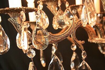 d05 Vintage 12 Light French style Brass Crystal Chandelier light Fixture