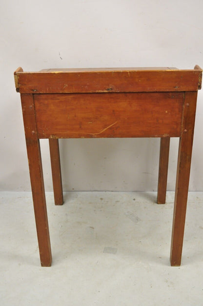 Antique Primitive Colonial Cherry Walnut Tall Schoolmasters Desk Stand Table