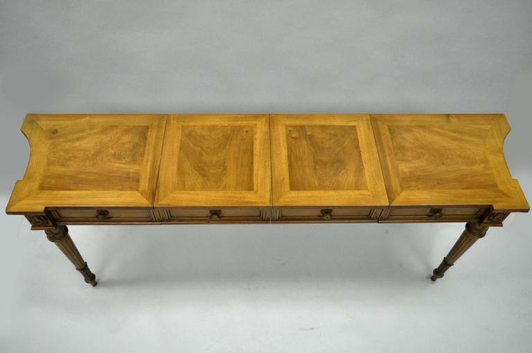 Vintage Karges Walnut French Regency Style Extension Server Console Sofa Table