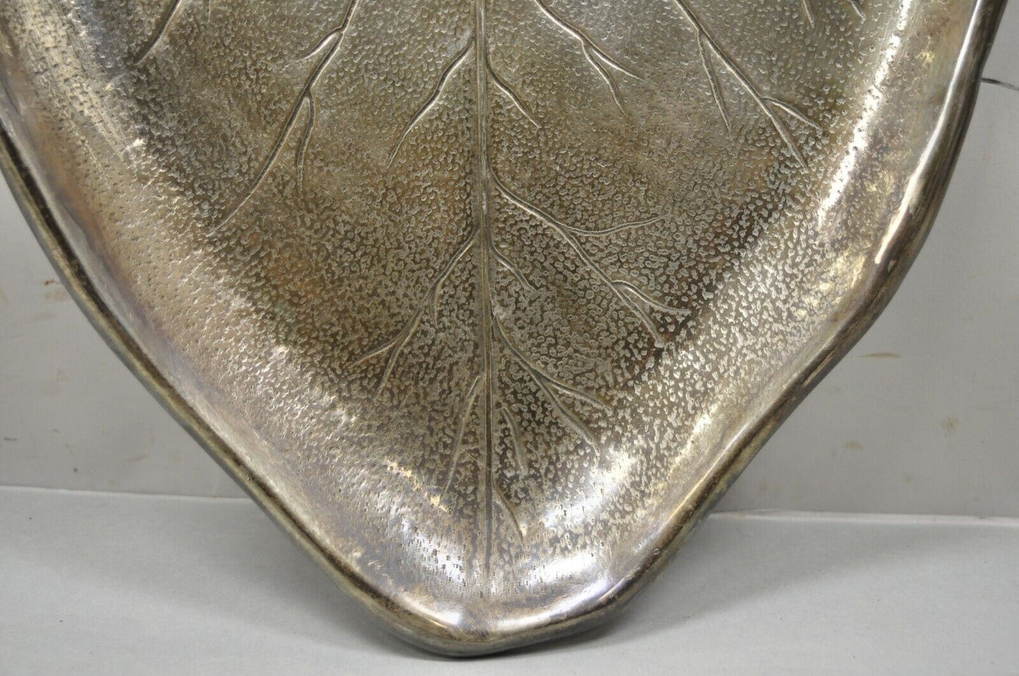 Antique Reed & Barton 1400 Art Nouveau Deco Lily Pad Leaf 20" Charger Tray