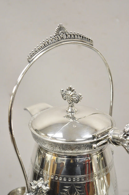 Rogers Smith & Co Silver Plated Victorian Tilting Lemonade Water Pitcher w Stand