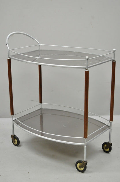 Vintage Mid Century Modern Atomic Era Metal Rolling Bar Tea Cart Server