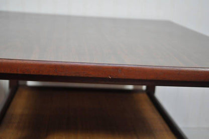 Vtg Pair Mid Century Modern Cane Walnut Laminate Foster McDavid End Side Tables