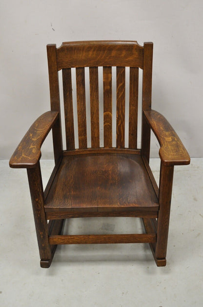 Antique Mission Oak Arts & Crafts Stickley Style Rocker Rocking Chair