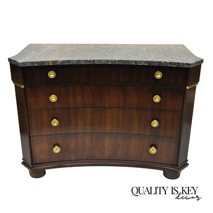 Henredon Empire Neoclassical Marble Top Mahogany 4 Drawer Dresser Chest Commode