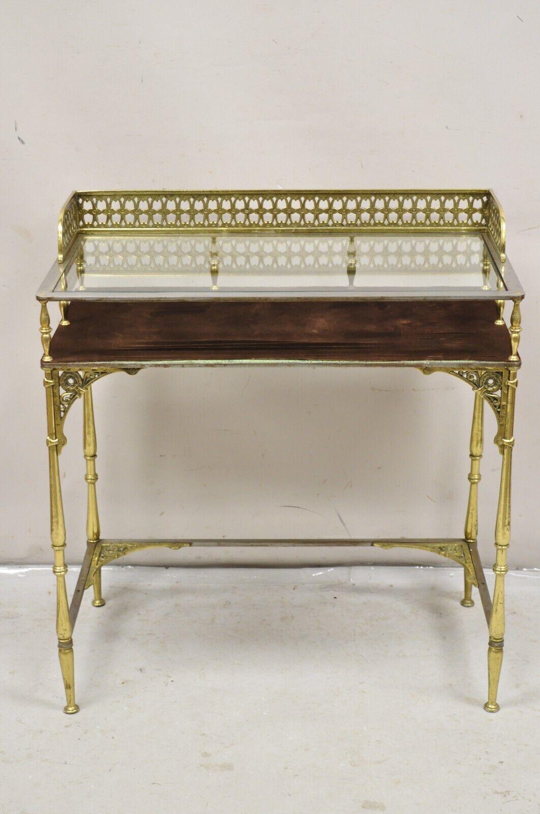 Antique French Renaissance Revival Oscar Bach Style Bronze & Iron Vanity Table