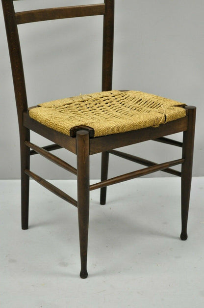 Vintage Mid Century Modern Italian Style Wood & Rope Valet Chair Gio Ponti Style