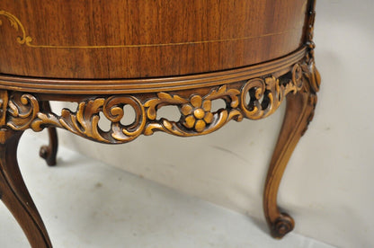 Vintage French Louis XV Style Half Round Demilune 2 Door Cabinet Side Table