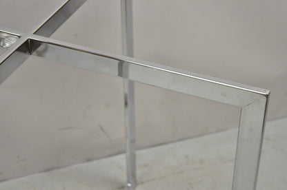 Mid Century Modern Chrome X-Base Metal Frame Dining Table Pedestal Base