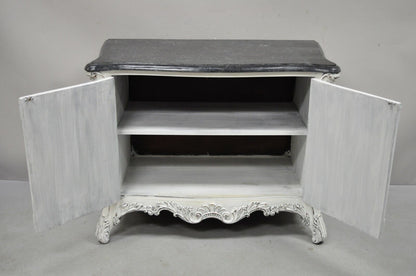 Reproduction French Louis XV Style Marble Top Commode Sideboard Buffet Cabinet