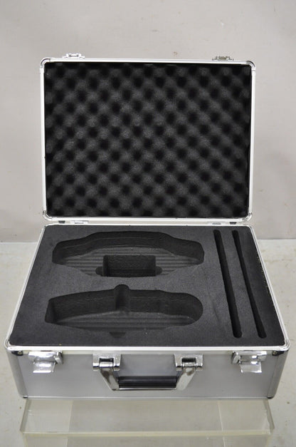 Modern Silver Aluminum Metal 17" Storage Box Briefcase Carry Bag