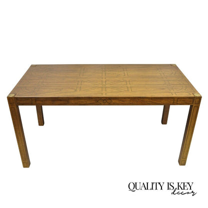 Drexel Oxford Square Geometric Painted Parsons Style Console Desk Dining Table