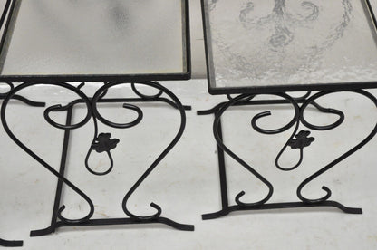 John Salterini Black Wrought Iron Maple Leaf Garden Nesting Tables - Set of 3